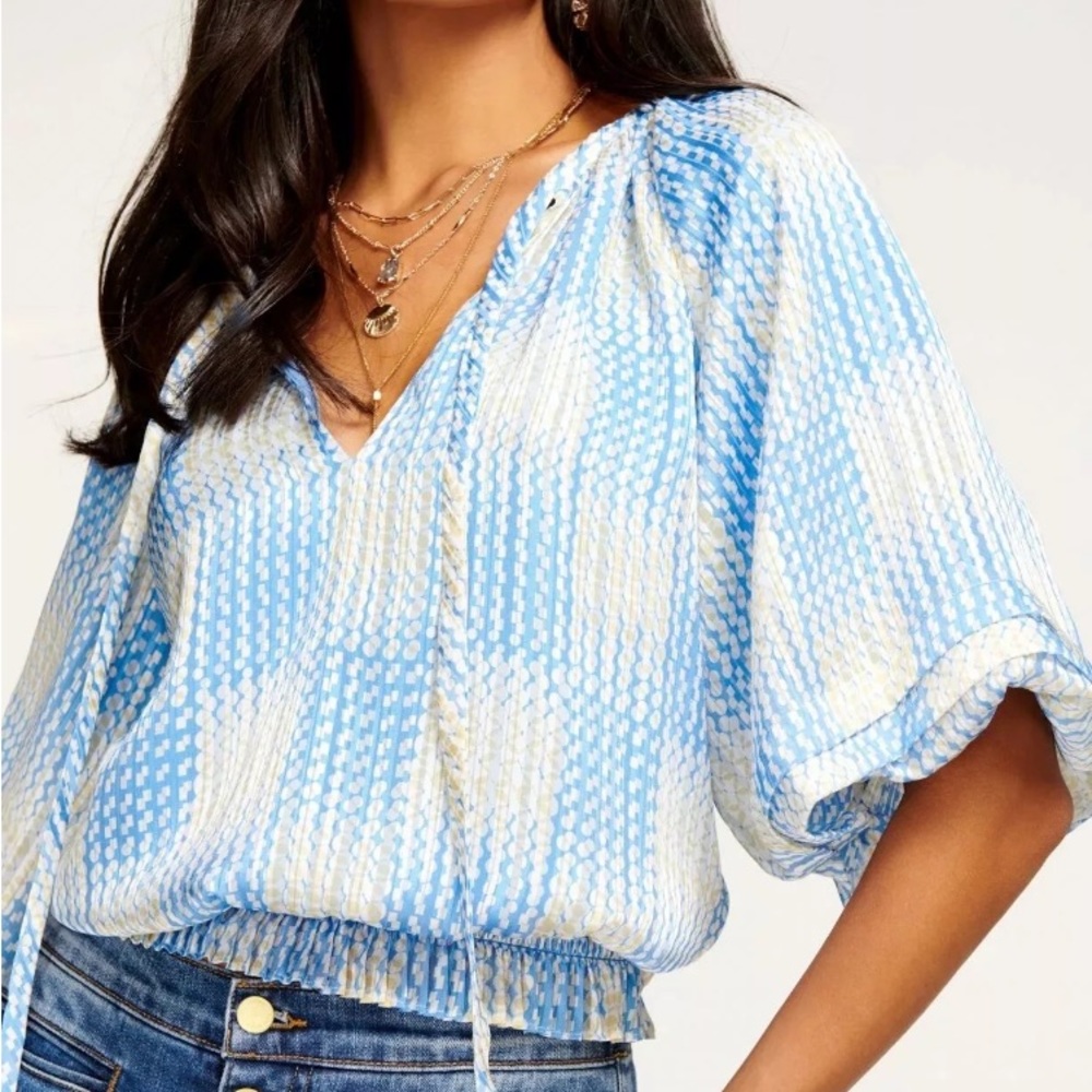 RAMY BROOK Elise Printed Puff-Sleeve Top XXS